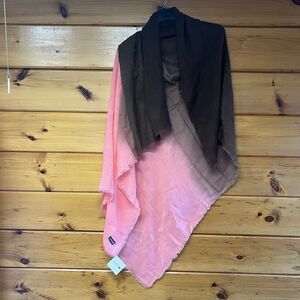 Sperry Scarf Wrap Shawl One Size Coral Brown Ombre Fringe Lightweight Beachy NEW